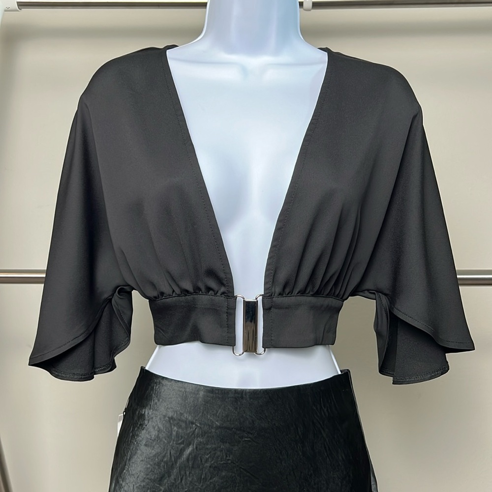Missguided Black Satin Blouse NWOT